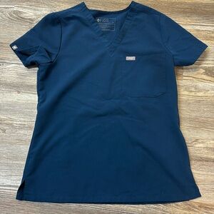Catarina one pocket scrub top FIGS XS carribean blue